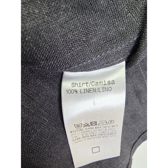 Ermenegildo Zegna Size Medium Mens Black Linen Shoulder Strap Button Down Shirt - Picture 7 of 10